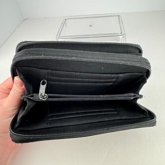 Vintage Nine West Fabric Two Zip Compact 23+ Pocket Wallet Check Book Pocket - Picture 8 of 10